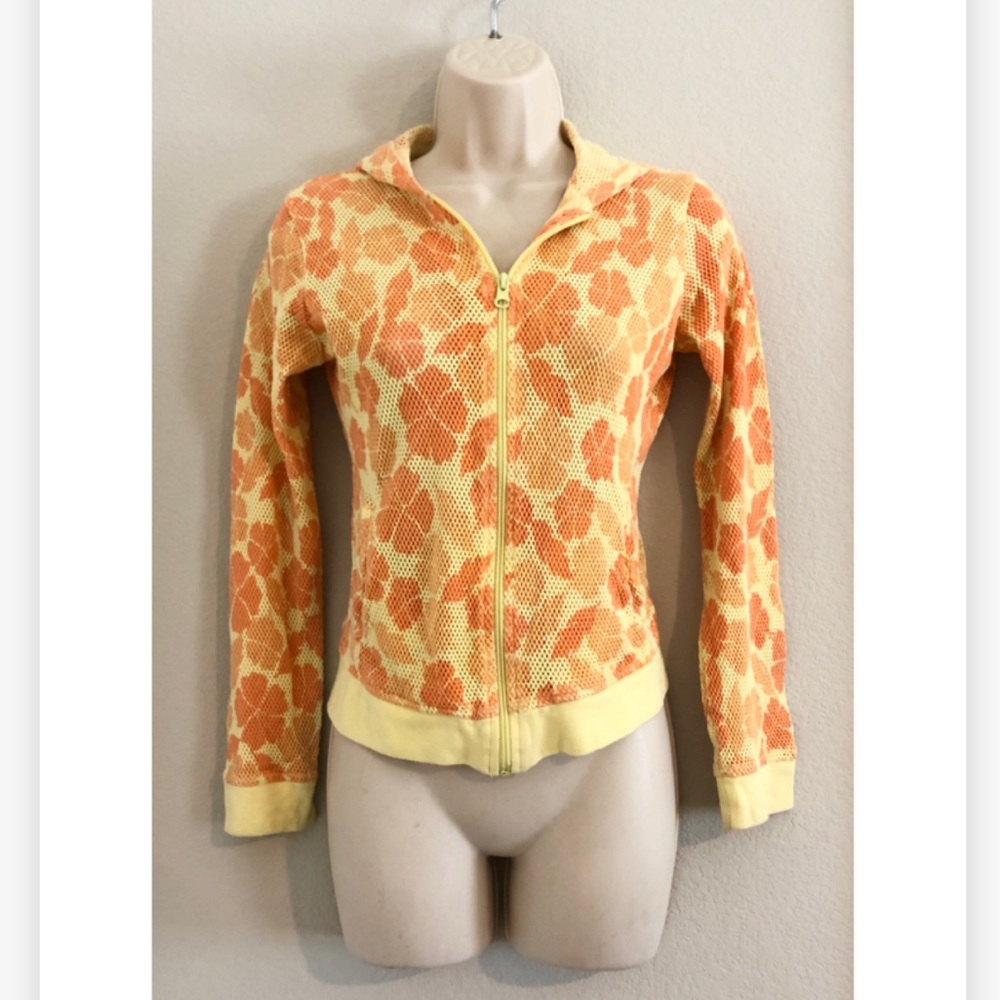 NWOT Raya Sun bright floral mesh zip up hoodie